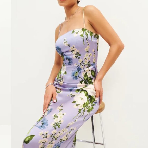 Reformation Frankie Silk Dress | Garden Soiree 🕸Silk🕸 🎉SALE🎀 NEW - Picture 14 of 16